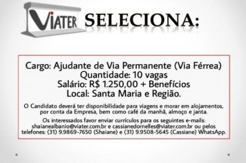 EMPRESA VIATER ESTÁ CONTRATANDO!