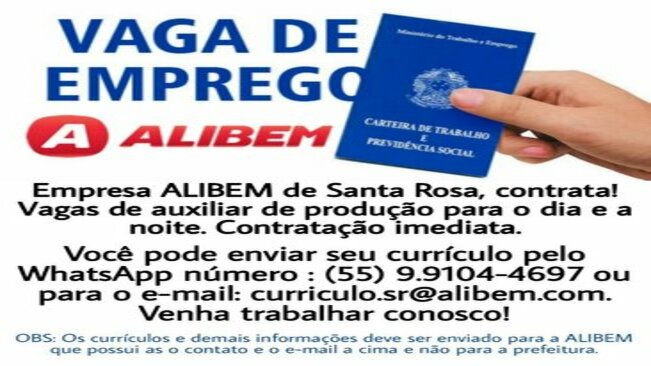 Vaga de Emprego - Alibem