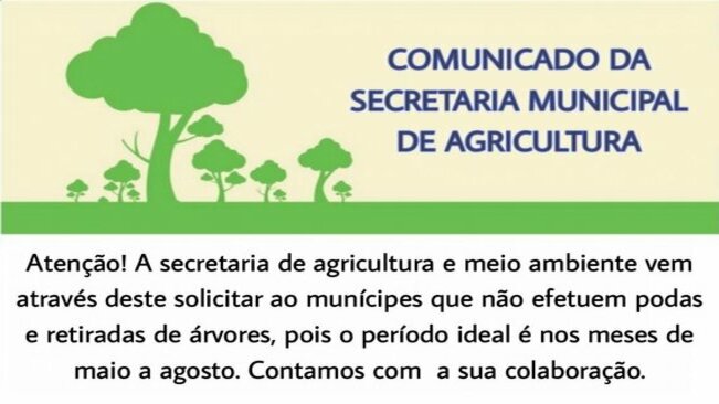 COMUNICADO DA SECRETARIA MUNICIPAL DE AGRICULTURA