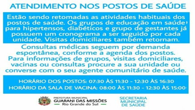 Atendimento nos Postos de Saúde