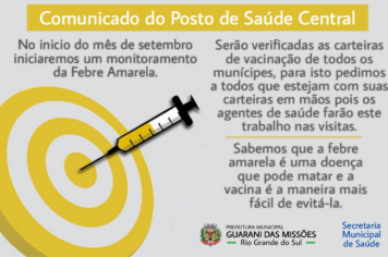 Comunicado - Posto de Saúde Central