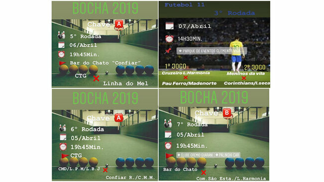 Horários dos Próximos Torneios de Futebol e Bocha