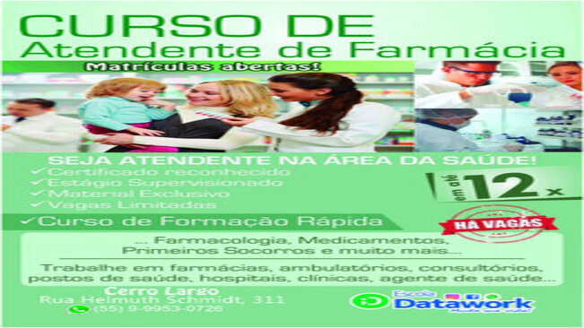 Rede Datawork oferece curso de Atendente de Farmácia