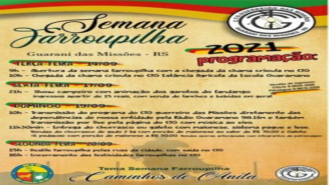 Semana Farroupilha - Guarani das Missões - 2021