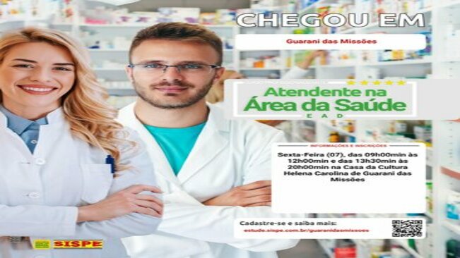 Curso de Atendente na Área da Saúde em modalidade EAD abre inscrições esta semana em Guarani das Missões