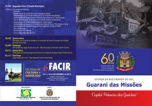 Programação da Semana do Município 2019