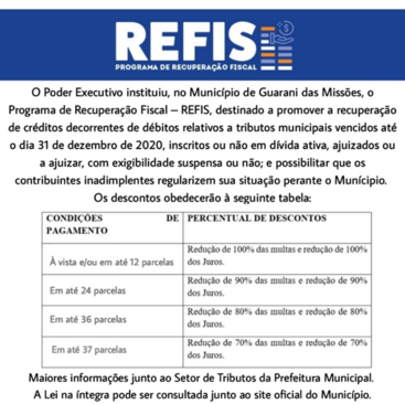 PROGRAMA DE RECUPERAÇÃO FISCAL - REFIS