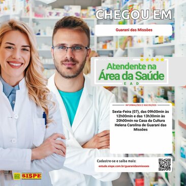 Curso de Atendente na Área da Saúde em modalidade EAD abre inscrições esta semana em Guarani das Missões